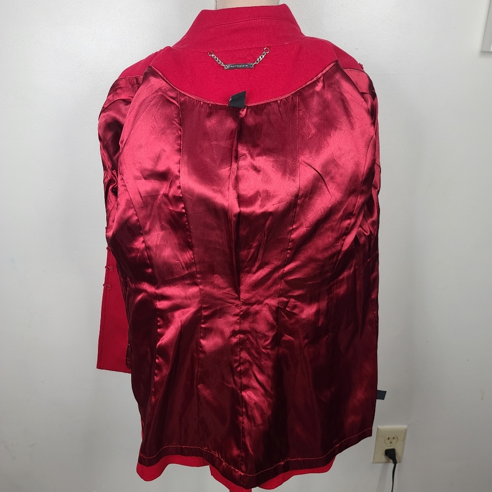 White House Black Market Berry Red Military Inspired Pea Coat M - Picture 11 of 16